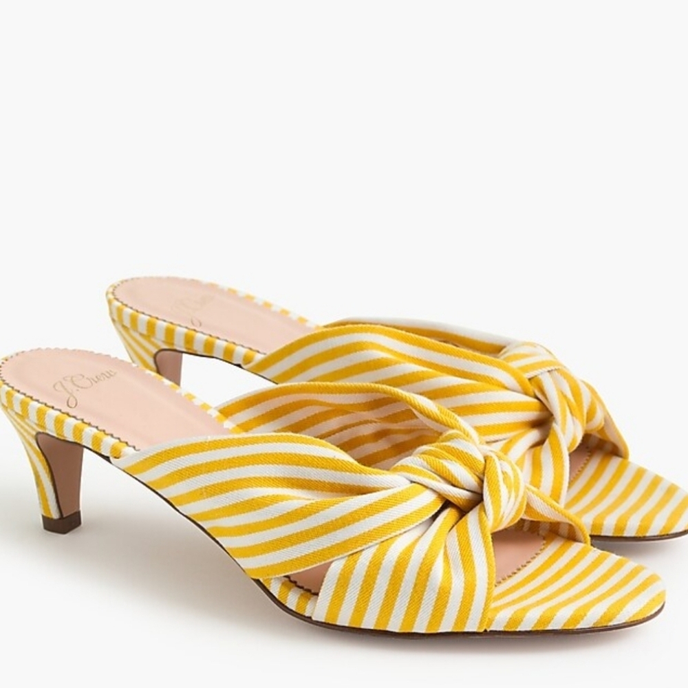 NEW J. Crew Stripe Knotted Yellow Sandals